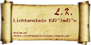 Lichtenstein Kálmán névjegykártya