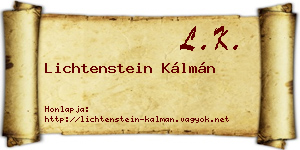 Lichtenstein Kálmán névjegykártya